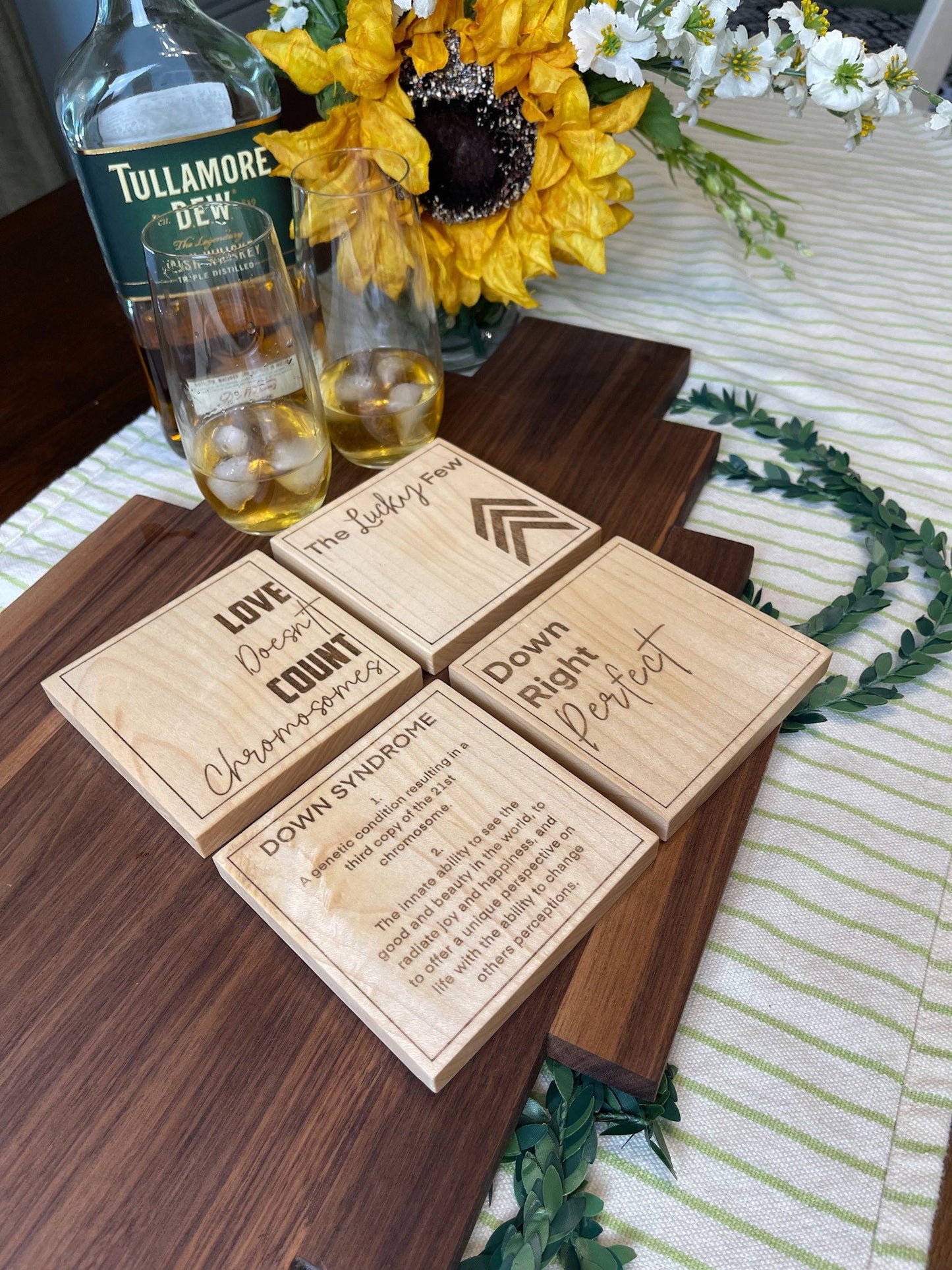 wood coasters | Down syndrome awareness | Advocate Coasters | maple coasters | wooden coasters | Custom Coasters | engraved coasters