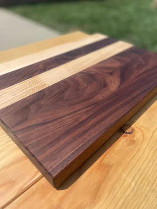 Walnut and Maple cutting board/block/serving tray/charcuterie/hardwood cutting board