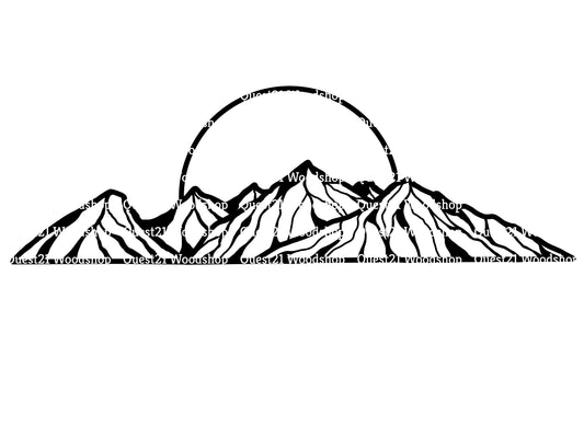 Mountain with Moon/Sun SVG PNG  Cricut Mountain svg clipart Silhouette svg cut file Outdoor svg Travel svg Landscape svg Hiking Svg